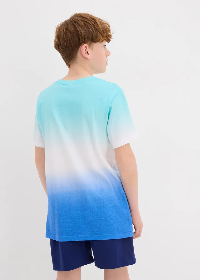 T-shirt met kleurverloop van biologisch katoen • gletsjerblauw-aqua-wit-middernachtblauw • product-page.page-title-suffix