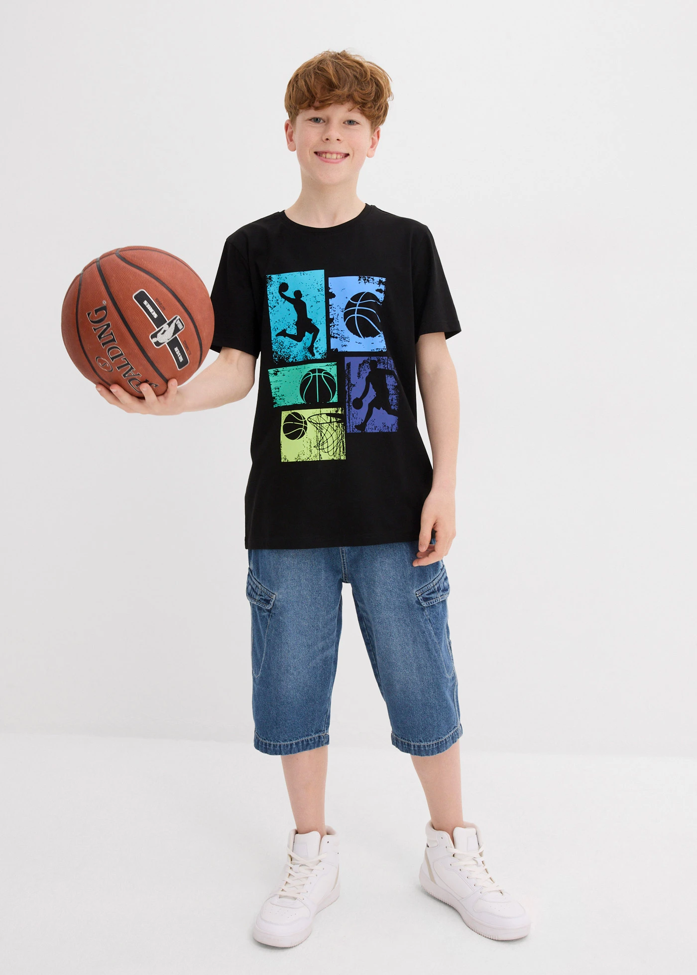 T-shirt en coton • blanc imprimé multicolore • Boutique bonprix