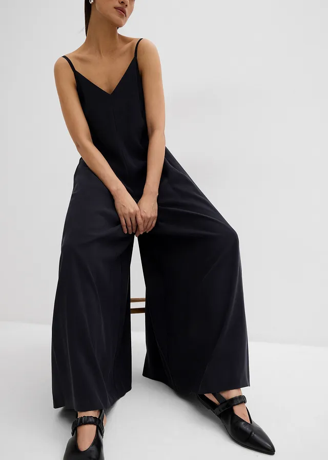 Jumpsuit in een viscosemix met verstelbare bandjes • zwart • product-page.page-title-suffix