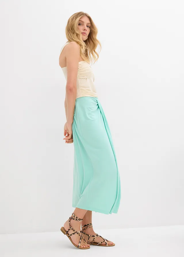 Jersey rok met een comfortband, Kleur: mentholblauw