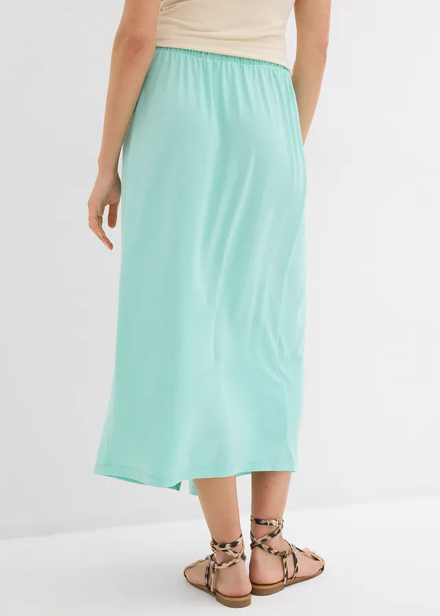Jersey rok met een comfortband, Kleur: mentholblauw