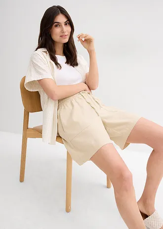 Šortky se lnem • světle písková • bonprix obchod