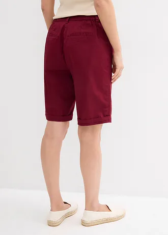 Katoenen papertouch bermuda met comfortband, Kleur: esdoornrood
