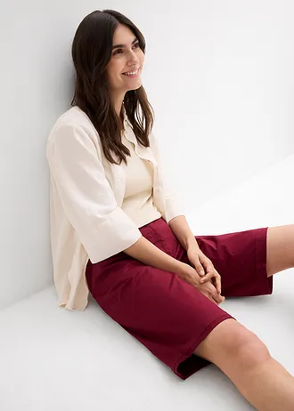 Bavlněné bermudy Papertouch s pohodlným pasem • javorově červená • bonprix obchod