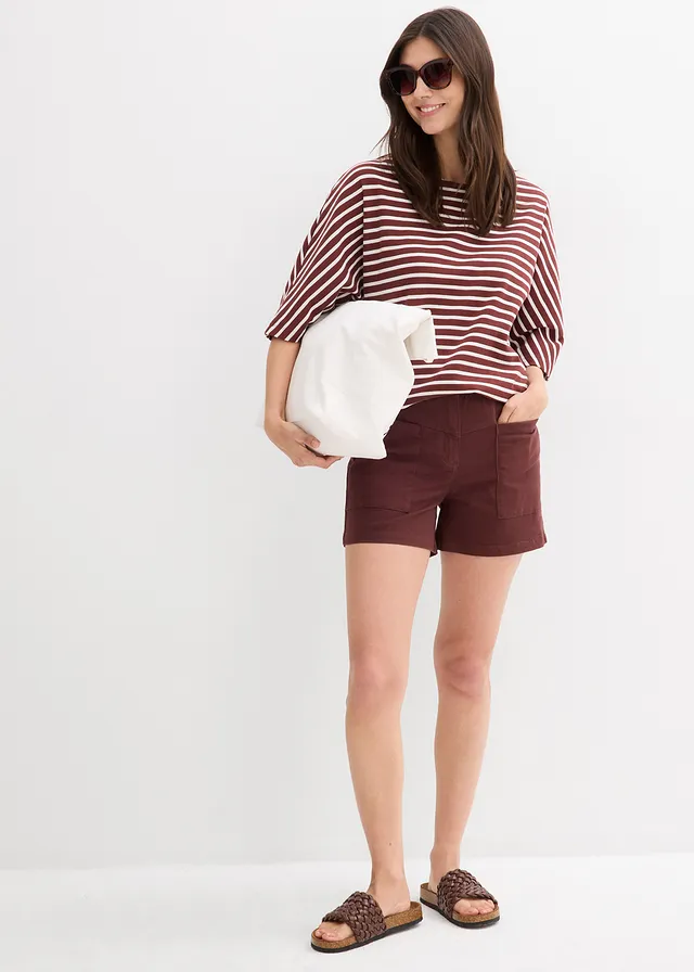 Short en twill, Couleur: marron