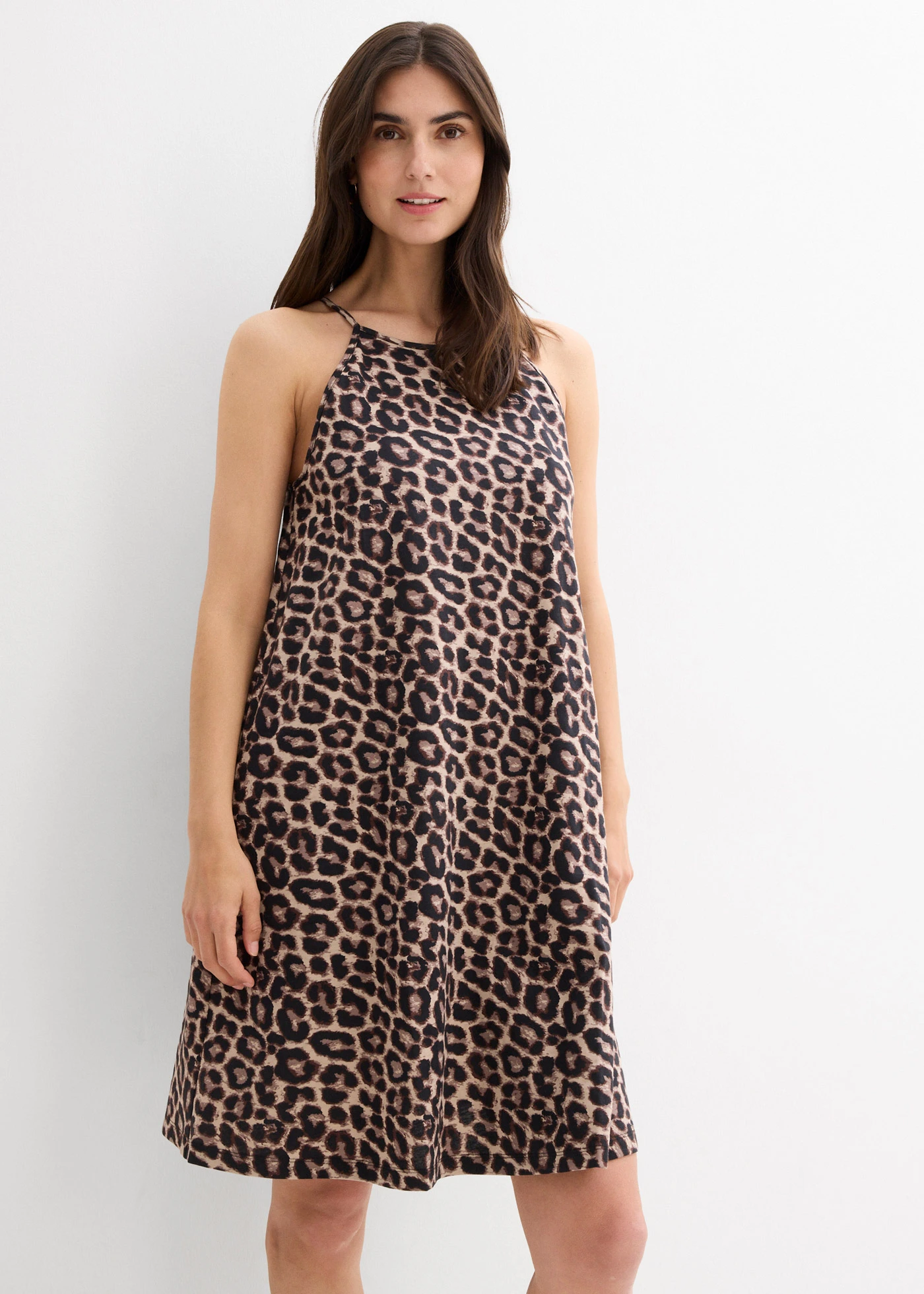 Jurk van puur katoen • beige luipaardprint • bonprix online shop
