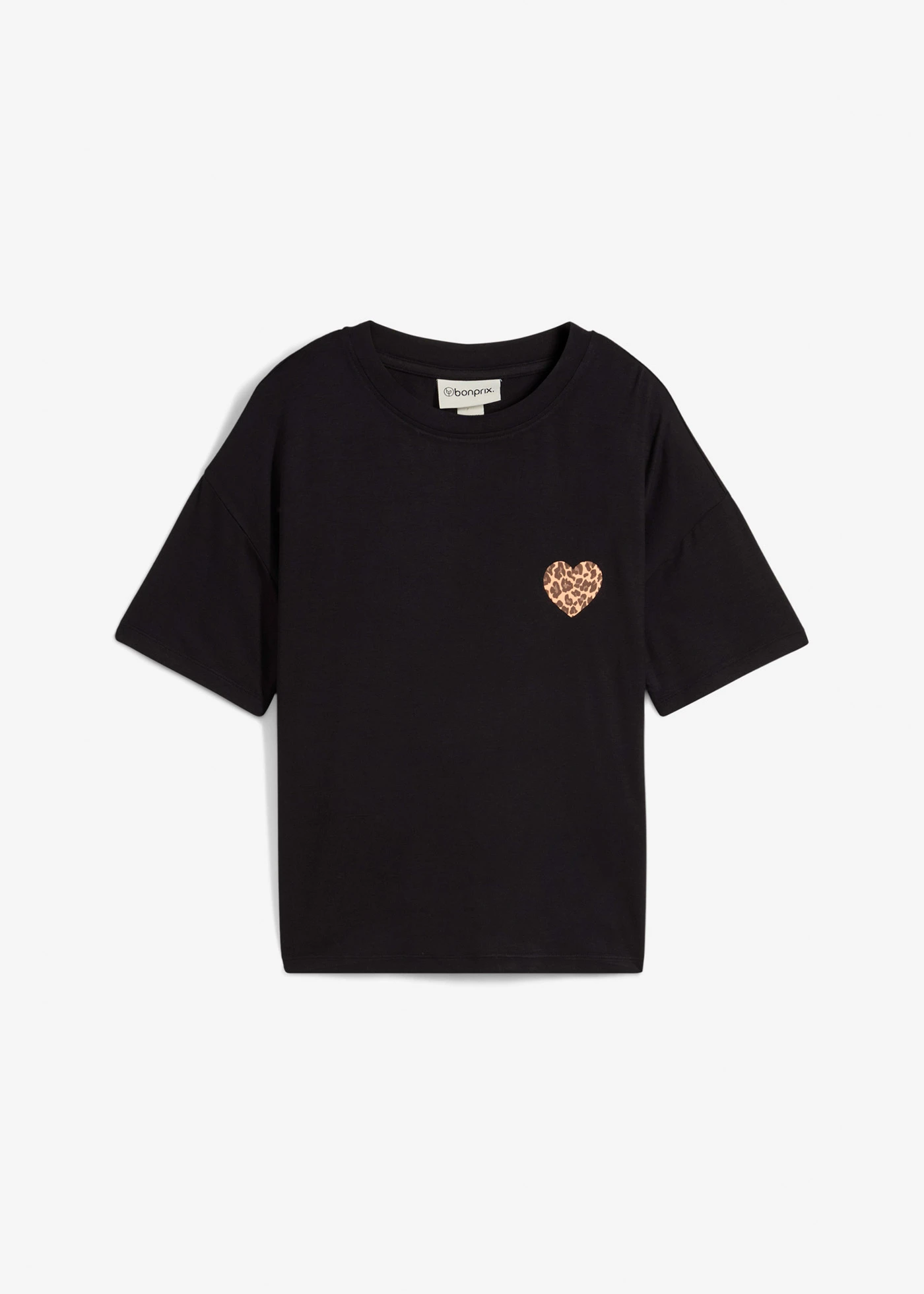 Zkrácené tričko s přepadajícími rameny • černo-béžová • bonprix obchod