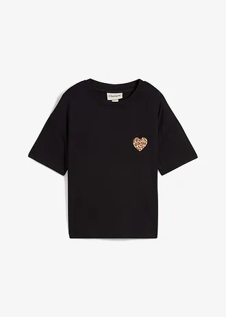 Zkrácené tričko s přepadajícími rameny • černo-béžová • bonprix obchod