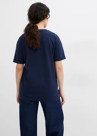 Boxy shirt van puur katoen • donkerblauw met print • bonprix online shop