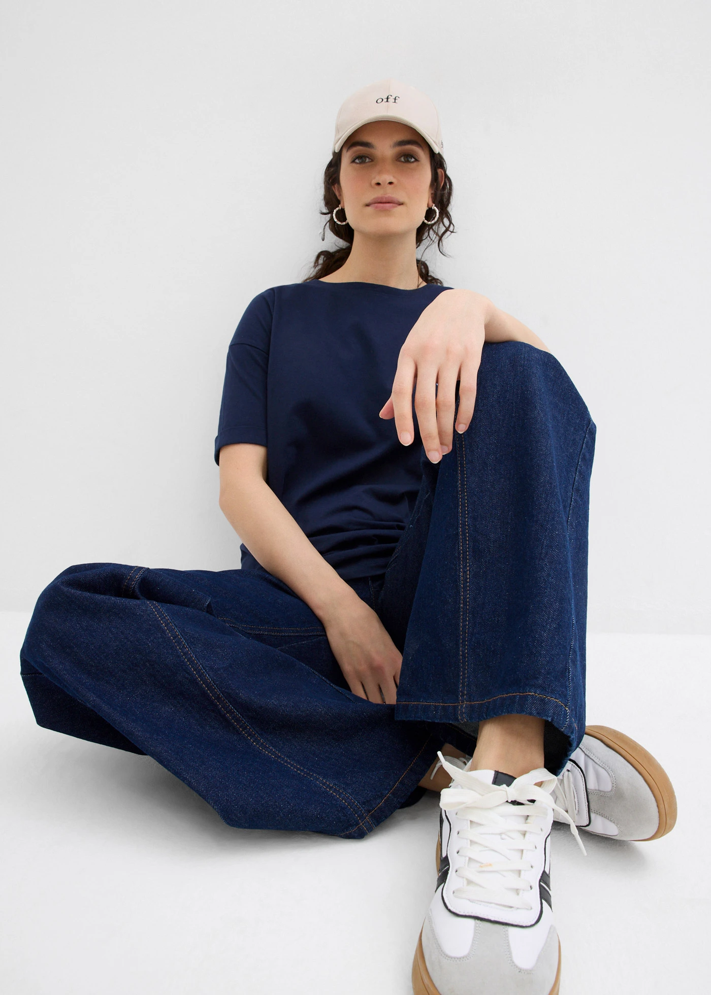 Boxy shirt van puur katoen • donkerblauw met print • bonprix online shop