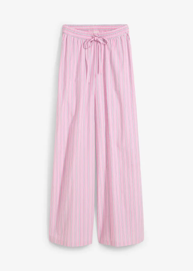 Pantaloni cu elastic și șiret în talie din bumbac 100%