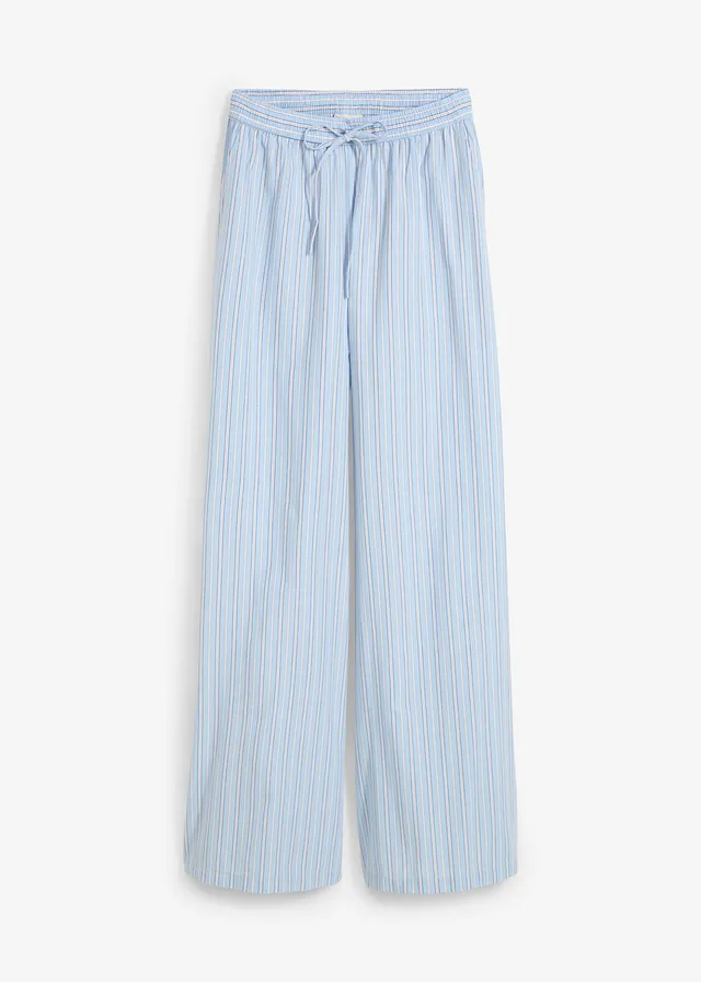Pantaloni cu elastic și șiret în talie din bumbac 100%