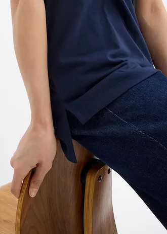 Boxy shirt van puur katoen • donkerblauw met print • bonprix online shop