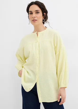 Katoenen blouse van mousseline, Kleur: citroensorbet
