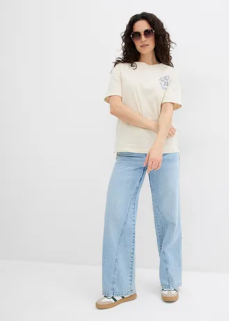 Boxy shirt van puur katoen • beige-mat blauw-zwart • bonprix online shop