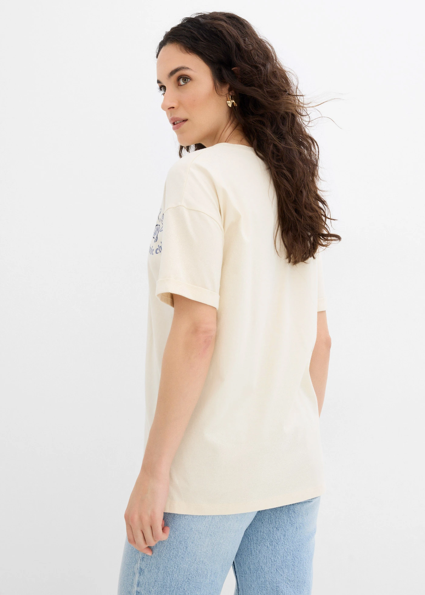 Boxy shirt van puur katoen • beige-mat blauw-zwart • bonprix online shop
