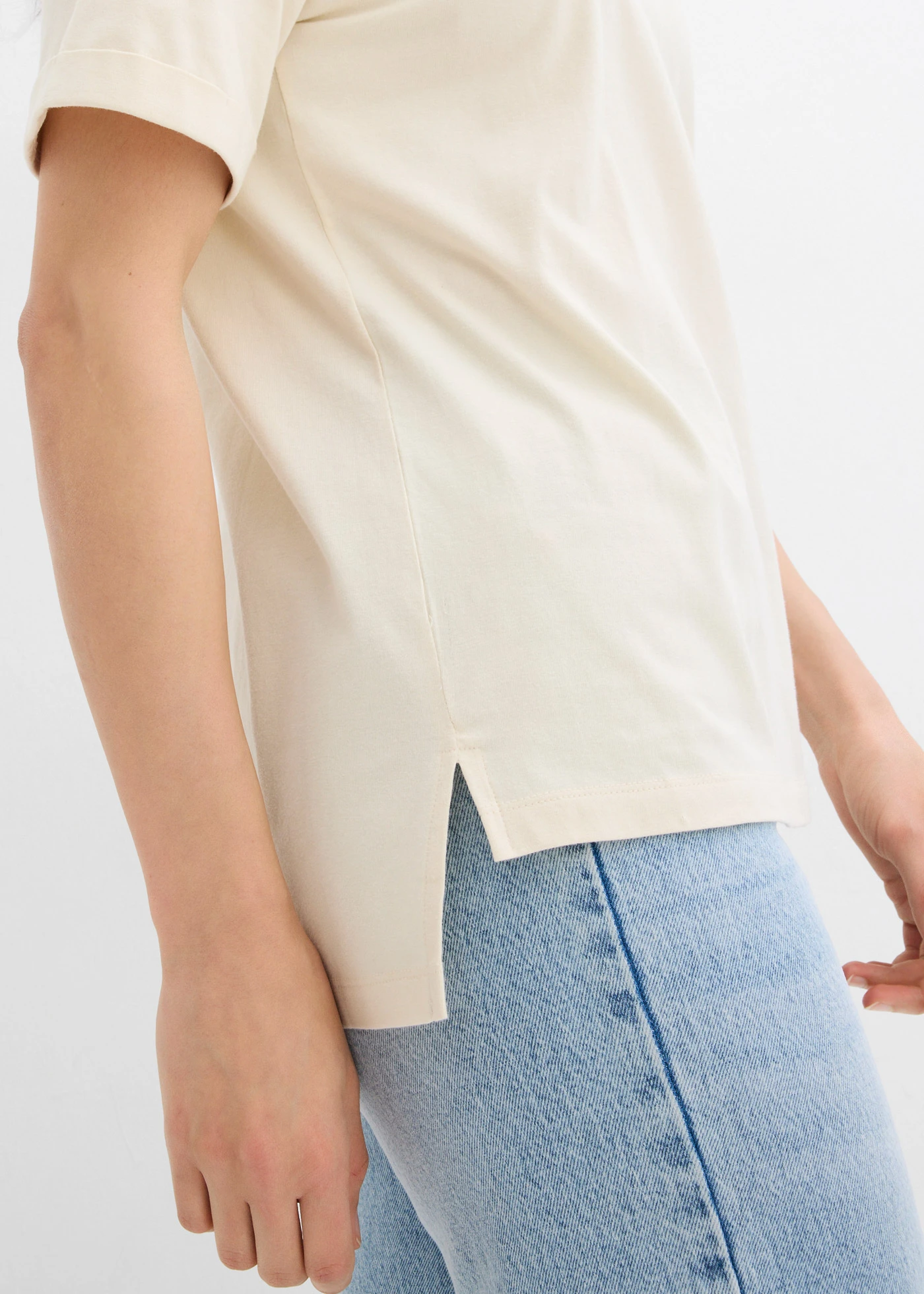 Boxy shirt van puur katoen • beige-mat blauw-zwart • bonprix online shop