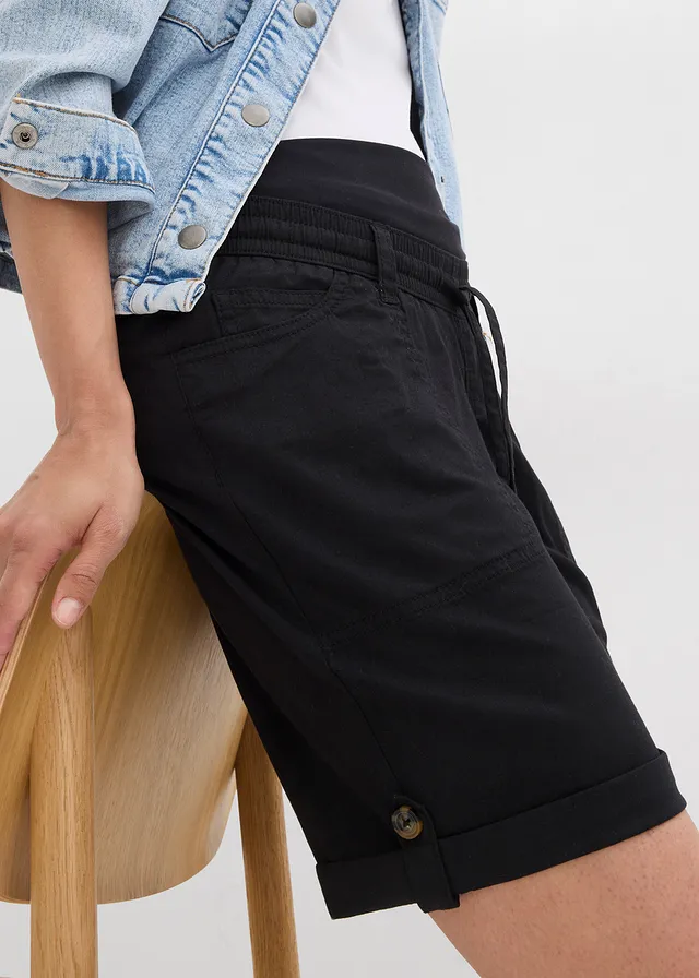 Oprolbare 2-in-1 zwangerschapsbermuda en -short • zwart • product-page.page-title-suffix