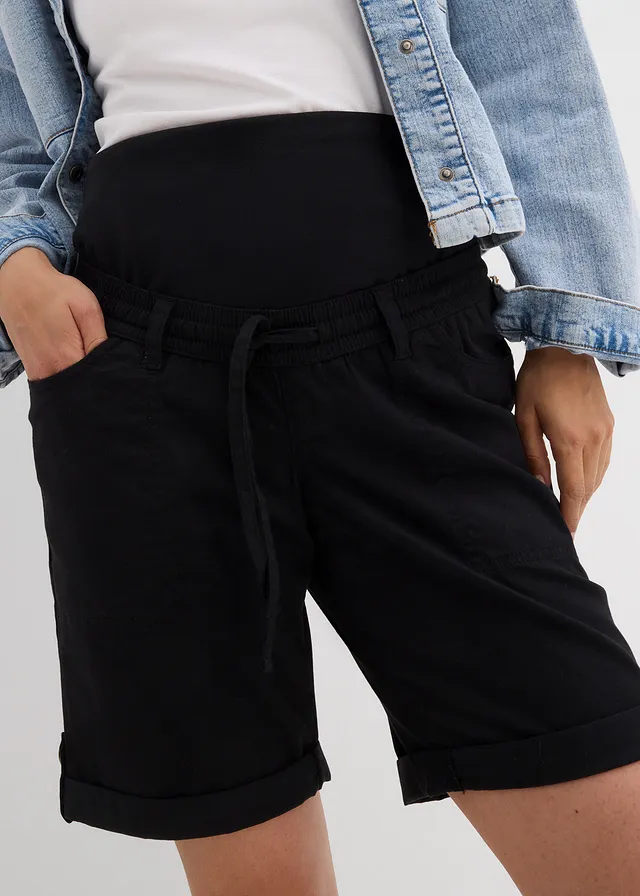 Oprolbare 2-in-1 zwangerschapsbermuda en -short • zwart • product-page.page-title-suffix