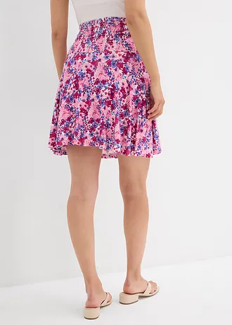 Těhotenská kalhotová sukně 2 v 1, z žerzeje • fuchsiově pink s květy • bonprix obchod