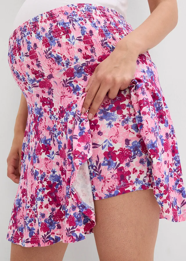 Jupe-culotte de grossesse en jersey • fuchsia à fleurs • product-page.page-title-suffix