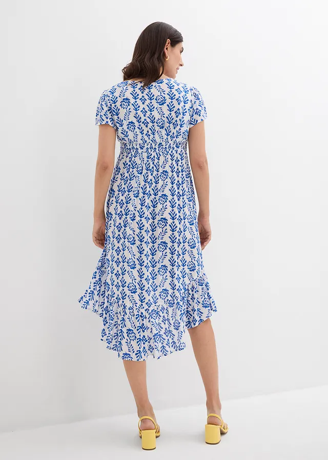 Robe de grossesse et d’allaitement en viscose fluide, Couleur: blanc/bleu arctique imprimé