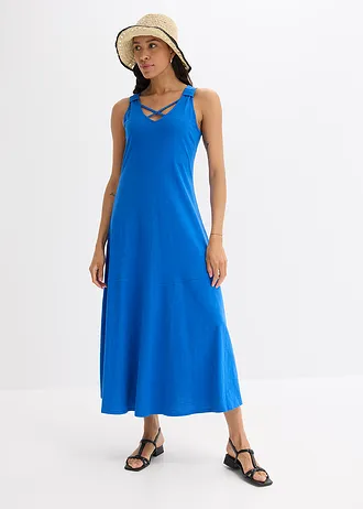 Jurk met spaghettibandjes van biologisch katoen, Kleur: arctisch blauw