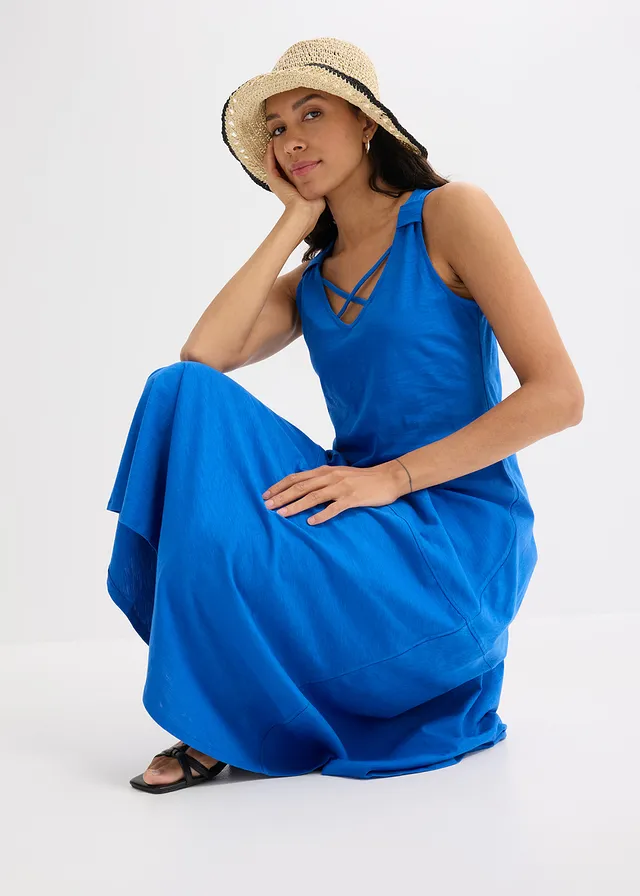 Robe longue 100% coton à bretelles • bleu arctique • product-page.page-title-suffix
