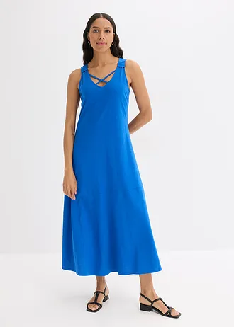 Jurk met spaghettibandjes van biologisch katoen, Kleur: arctisch blauw