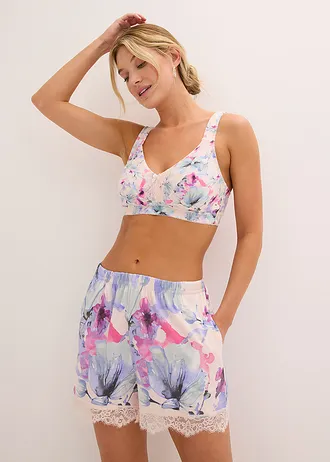 Šortky na spaní (2 ks v balení) z měkké viskózové směsi • světle růžová s květy + světle mentolová • bonprix obchod