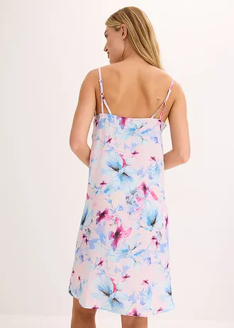 Dlouhá noční košile z lesklého saténu • světle růžová s květy • bonprix obchod