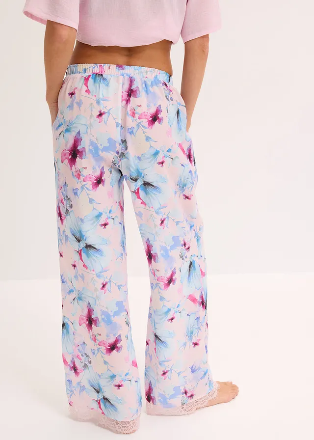 Pantalon de pyjama fluide en satin • rose clair floral • product-page.page-title-suffix