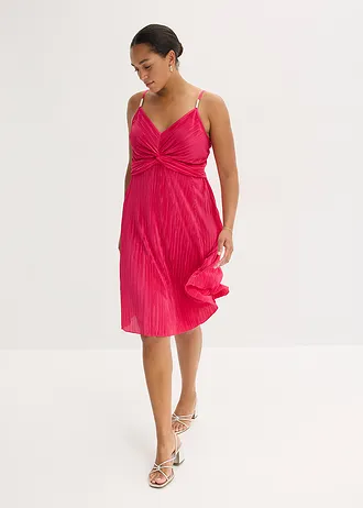 Rochie mini din material lucios cu pliseuri, culoare: pink