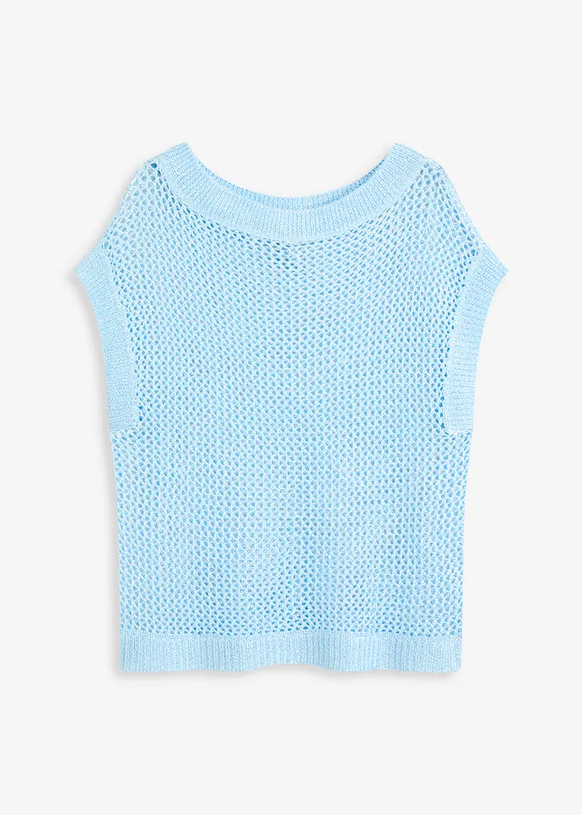 Ažúrový pulóver s lesklým vláknom