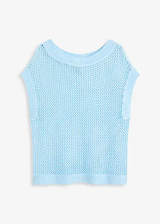 Sweter ażurowy z połyskującej przędzy tasiemkowej