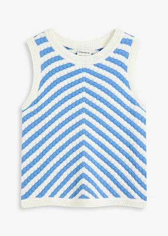 Gebreide top, Kleur: middenblauw/wolwit, andere kleuren