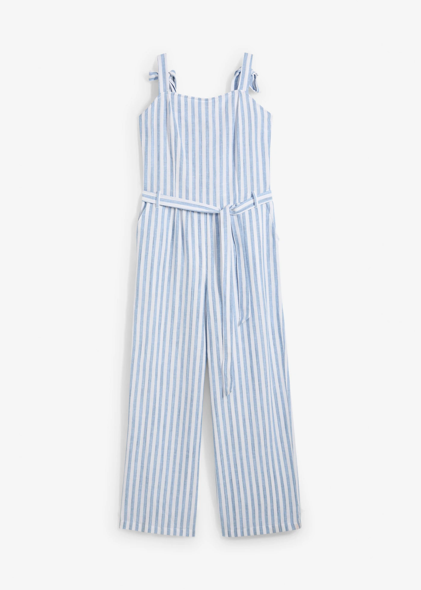 Jumpsuit van een katoen-linnenmix • blauw-wit verticaal gestreept • bonprix online shop