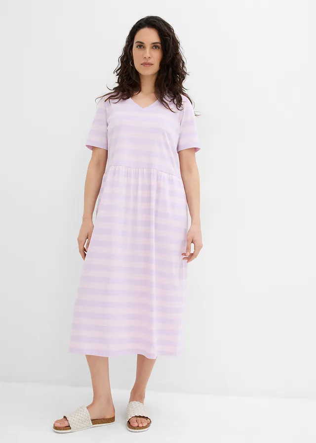 Robe en jersey coton • parme/mauve poudré rayé • product-page.page-title-suffix