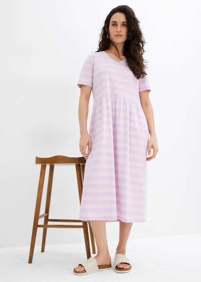Robe en jersey coton • parme/mauve poudré rayé • product-page.page-title-suffix