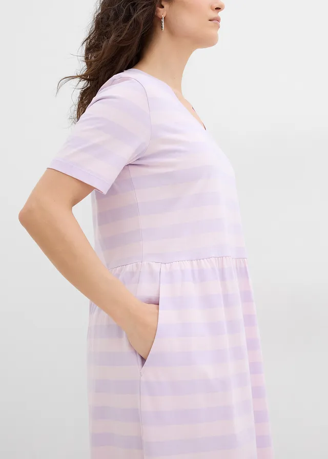 Robe en jersey coton • parme/mauve poudré rayé • product-page.page-title-suffix