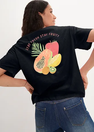 Oversize triko s potiskem • černá • bonprix obchod