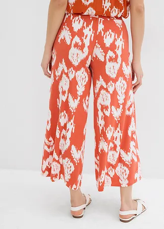 Žerzejové kalhoty z viskózové směsi • skořicově červená-přírodní bílá • bonprix obchod