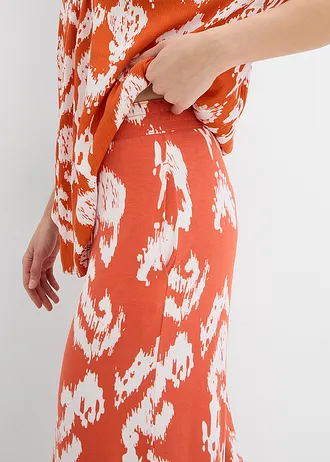 Žerzejové kalhoty z viskózové směsi • skořicově červená-přírodní bílá • bonprix obchod