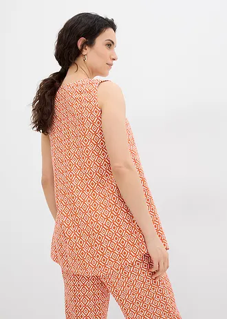 Dlouhá halenka z měkké viskózy • skořicově červená-přírodní bílá • bonprix obchod