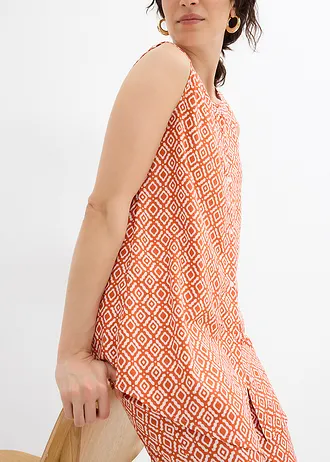 Dlouhá halenka z měkké viskózy • skořicově červená-přírodní bílá • bonprix obchod