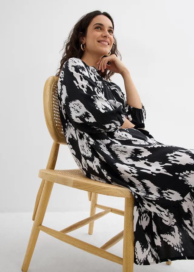 Tuniekjurk van pure viscose • zwart/wolwit • product-page.page-title-suffix