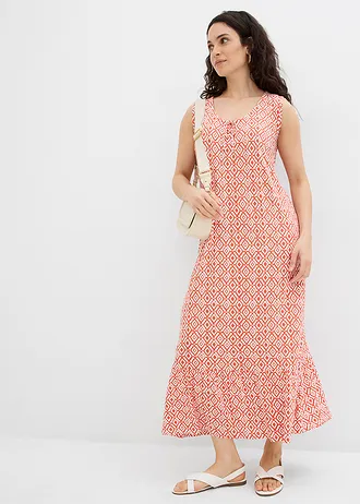 Robe en jersey viscose, Couleur: cannelle/écru imprimé