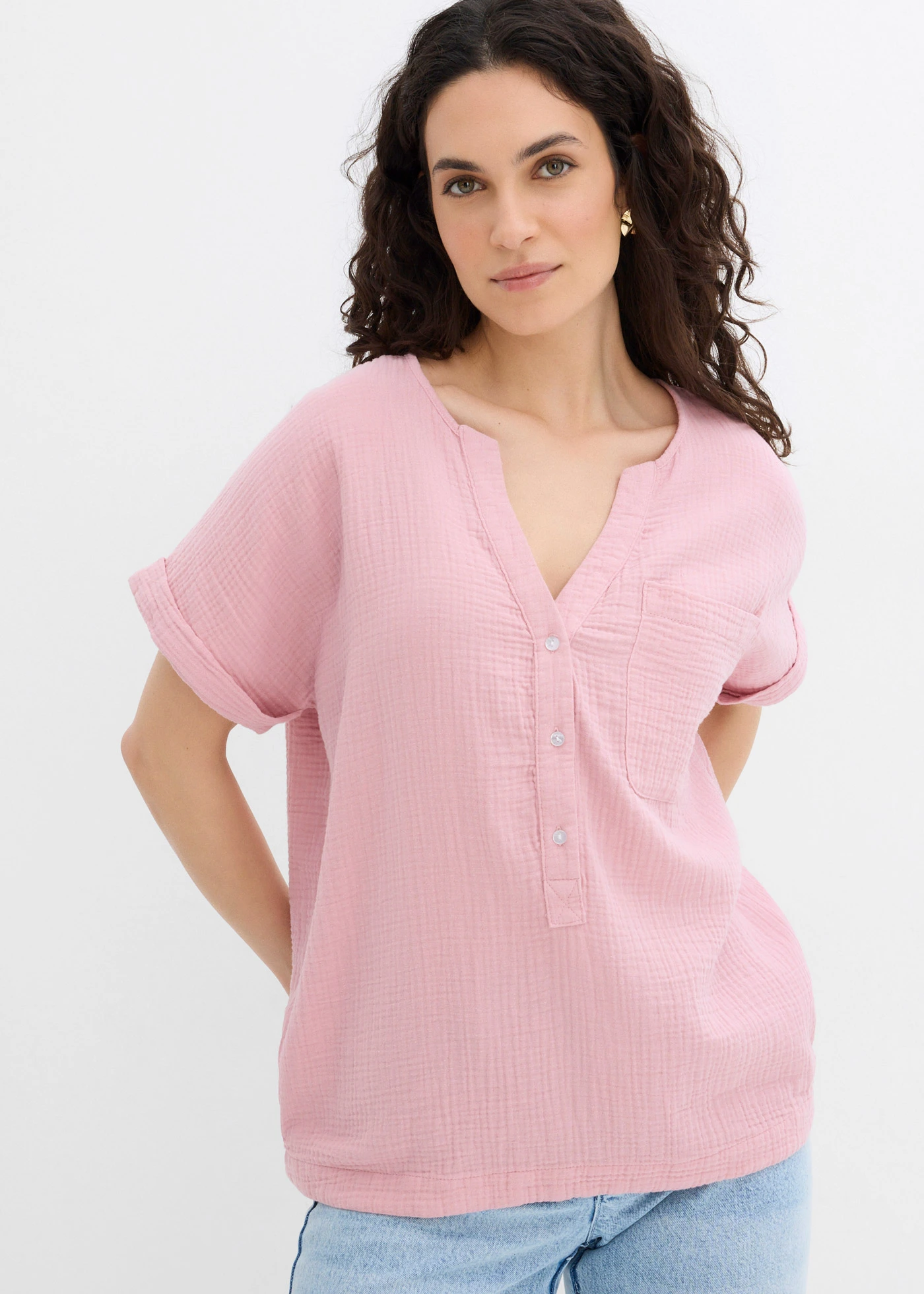 Mousseline blouse met korte mouwen • asroze • product-page.page-title-suffix