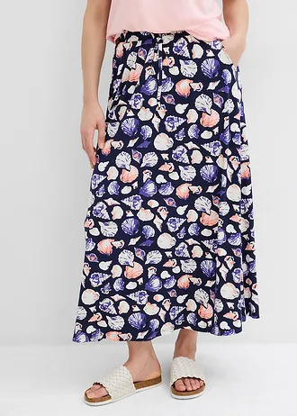 Maxirok in een zachte viscosemix • donkerblauw gedessineerd • bonprix online shop