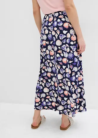 Maxirok in een zachte viscosemix • donkerblauw gedessineerd • bonprix online shop